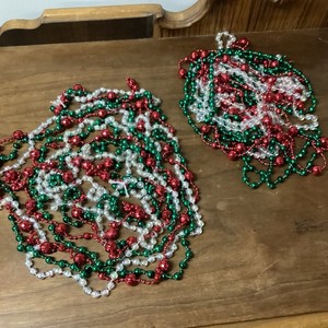 2 Strands Of Multicolored Beaded Christmas Garland Around 17’ 