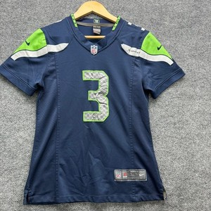 Nike Jersey Women's Size L Blue Russell Wilson 3 Seattle Seahawks NFL On Field