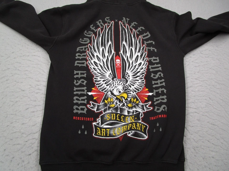 Sudadera con Capucha Sullen Para Hombres Pequeña Negra Empujadores de Agujas Gráfico Pullover Bolsillo Canguro Foto 2 de 4