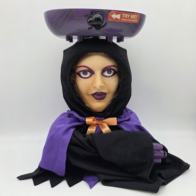 Gemmy Animated Gypsy Witch Face Changer Halloween Candy Bowl - FLAWED 