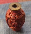   Carved Antique Cinnabar Lacquer Chinese Snuff Bottle  - 2 inches — photo 3