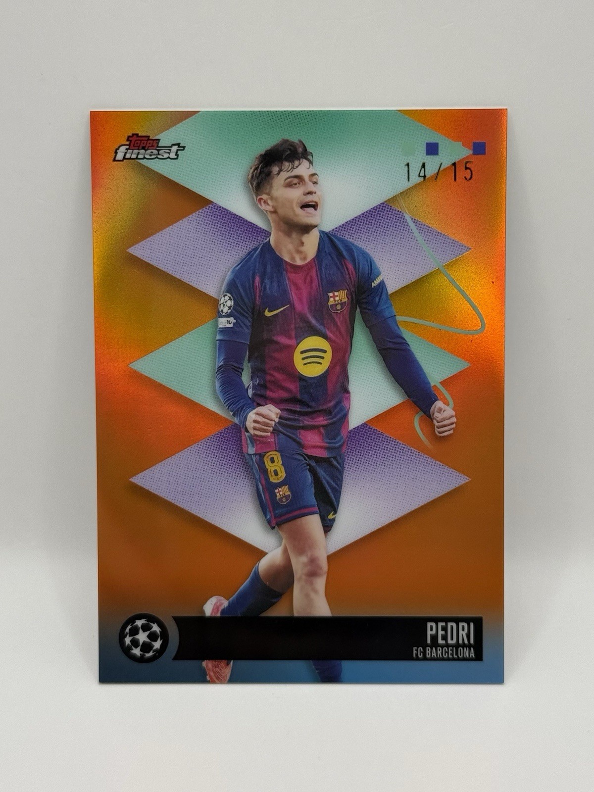 2025-26 Topps Finest UCC Pedri True Orange /15 #453 Barcelona / Spain