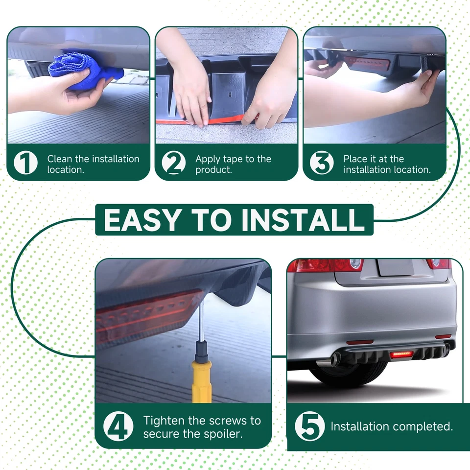 Difusor traseiro brilhante barbatana de tubarão com luz LED para Jaguar XJR XE XF - Imagem 2 de 4