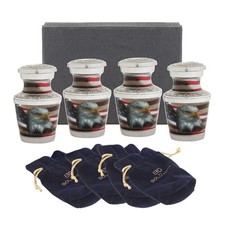 Small Urns for Human Ashes Adult Male or Female Set of 4 American Flag De