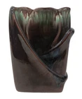VTG Royal Haeger USA Pottery R651 Green Brown Tulip Rectangle Drip Glaze Vase
