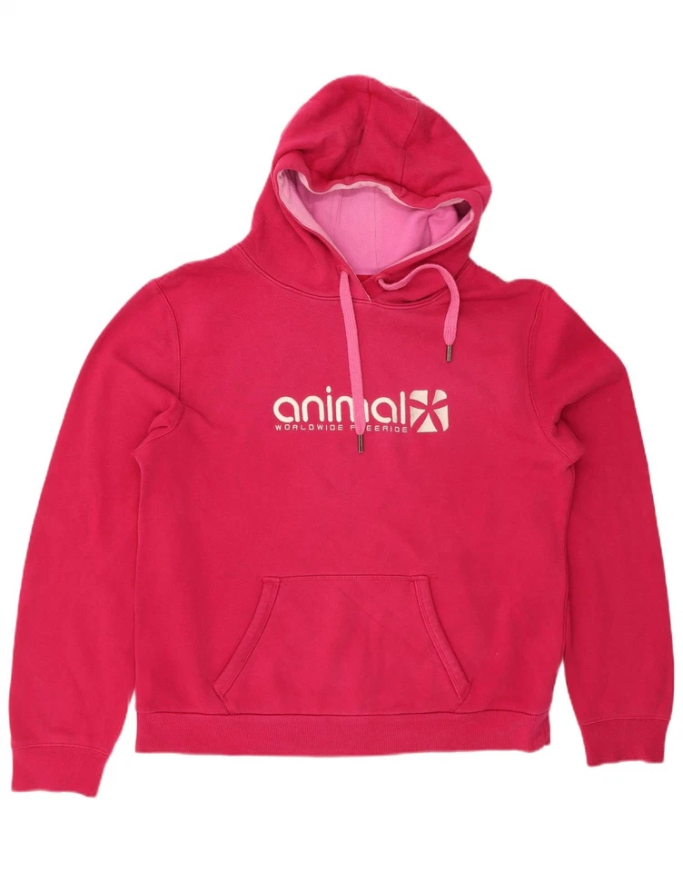 Sudadera con capucha gráfica para mujer ANIMAL UK 16 grande rosa algodón DN06 Foto 3 de 4