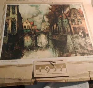 Vintage 1937 Calendar Print J.F. Renz And Sons Lima Ohio Celos Art