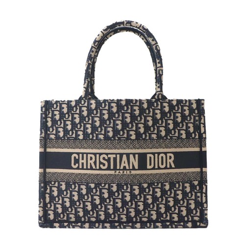 Christian Dior Oblique Book Tote Medium Bag Canvas Navy M1296ZRIW 90335921