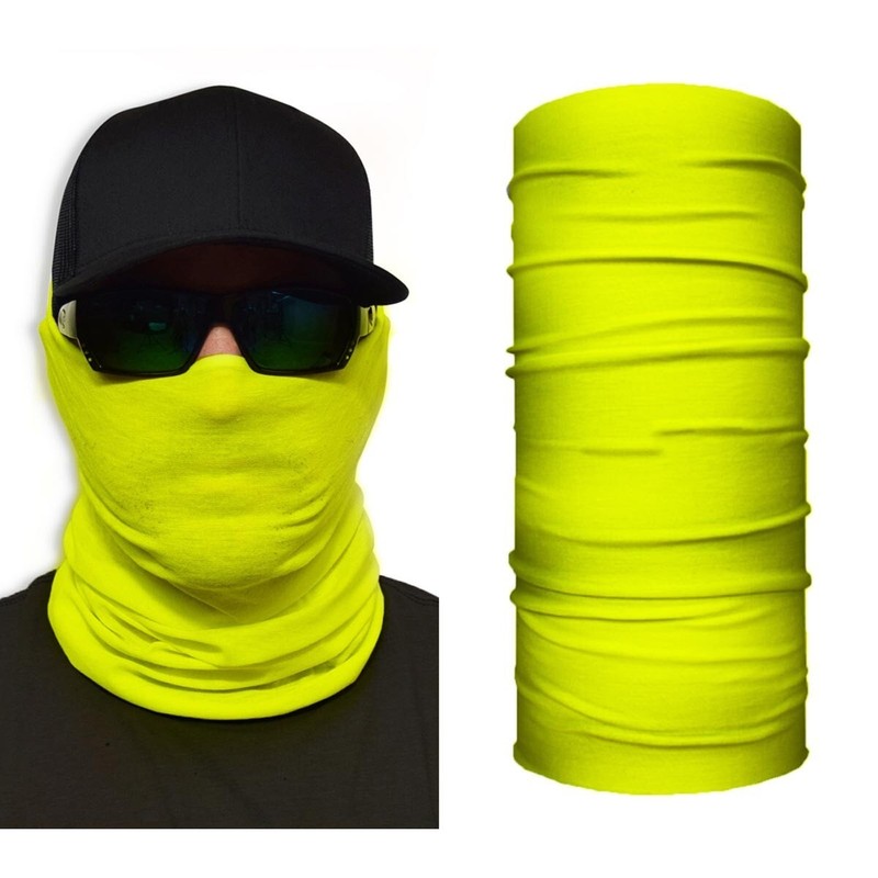 (10) John Boy Neon Yellow Face Guard Buffs Sun Mask One Size Fits Most Brand New