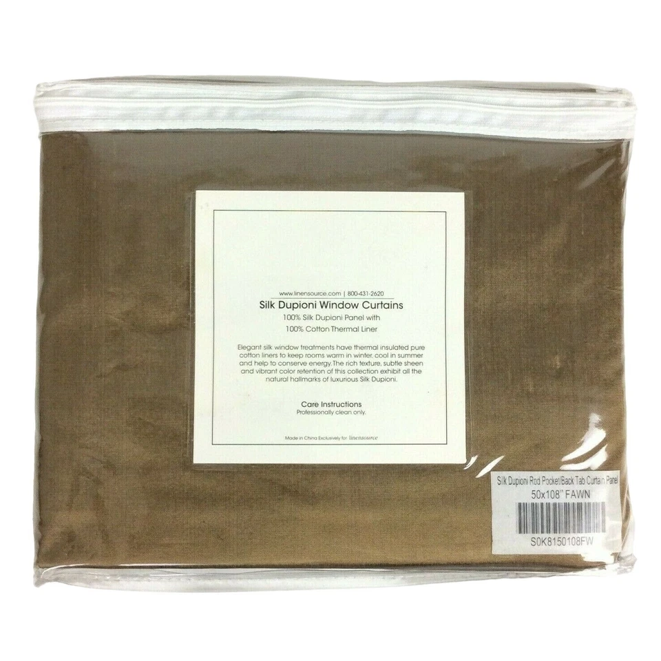 Panel de cortina de ventana Linensource Silk Dupioni 50x108 Fawn Rod bolsillo algodón Lini Foto 2 de 4