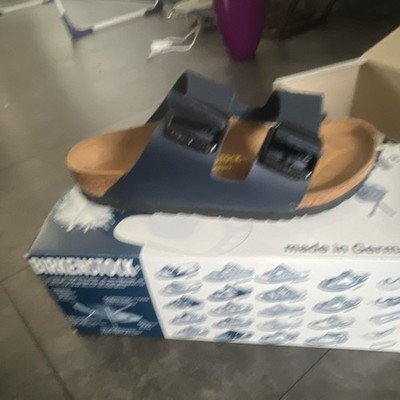 Birkenstock Arizona Herren Sandalen Blau mit Schnallen, Kork-Innensohle