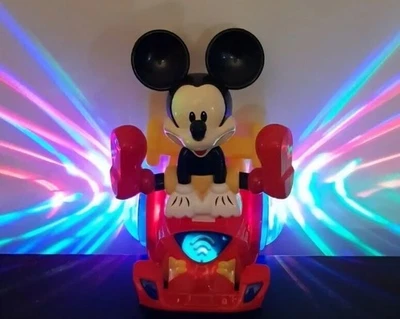 MICKKEY MOUSE MOUSE CAR BUMP & GO MICKEY TOY LED DISCO LED LIGHTS MUSIC BOYS GIRLS TOYS 21CM