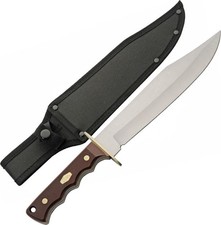 Bowie Knife  9.75in Stainless Steel Blade Brown POM Handle  Leather Sheath