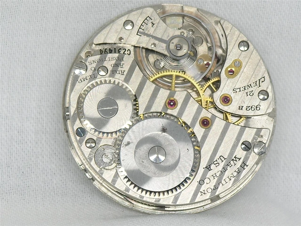 RELOJ BOLSILLO VINTAGE 16S HAMILTON 992B 21 JOYAS FERROCARRIL MOVIMIENTO MANECILLAS, ¡FUNCIONANDO! Foto 4 de 4