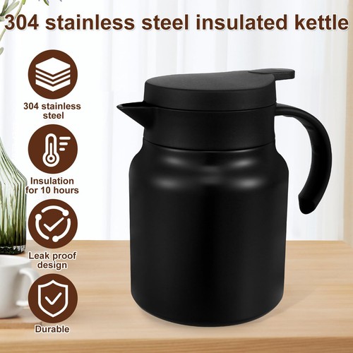 Thermoskanne 1,0L Edelstahl Kaffeekanne Thermo Teekanne Isolierkanne für 24h DE - Bild 5 von 19
