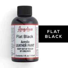 Angelus Brand Acrylic Leather Paint Waterproof - Color Flat Black 4 fl.oz/118ml.
