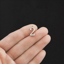 8 Number 2 Stainless Steel Charms - SSP290