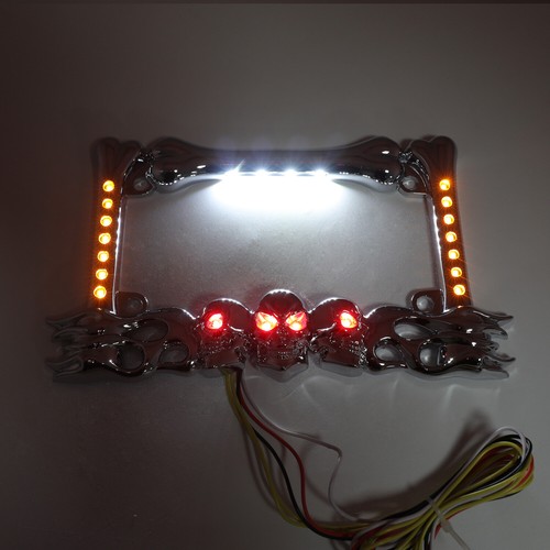 Hueso de llama de calavera 3D para marco de matrícula Yamaha Kawasak con LED giro de freno de funcionamiento - Imagen 11 de 12