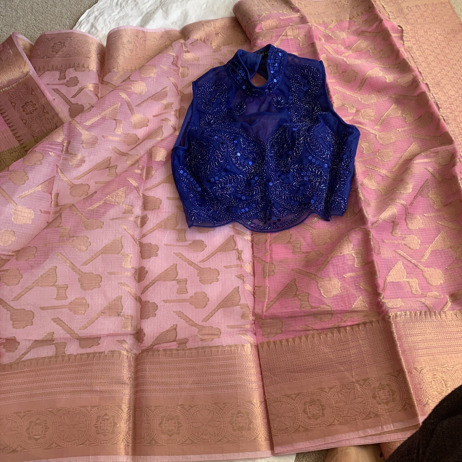 Bollywood Pakistani Wedding Wear Saree With Designer Blouse Sari Indian