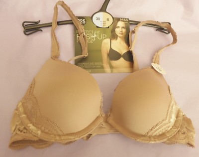 Neu! M&S Marks & Spencer Muskatbraun Perfect Fit Push-up Plunge Memory Foam BH