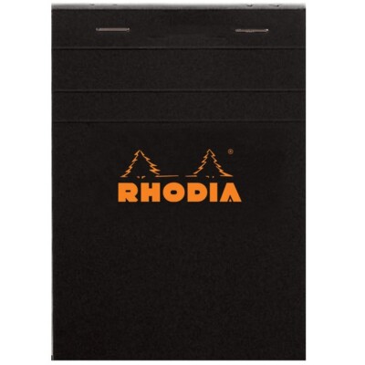 Rhodia (R162009) 6'' x 8 1/4'' Staplebound Notepad (Graph Paper) w/Black Cover