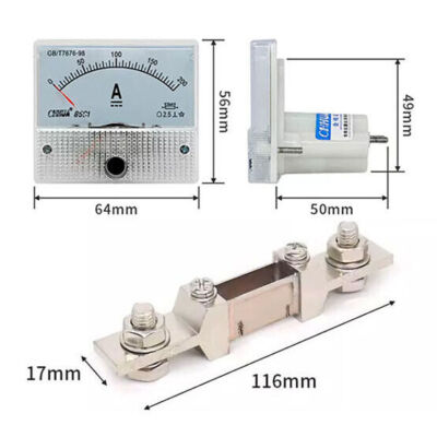 1PCS New 85C1 DC Analog Ammeter Pointer Panel Meter & Shunt DC 200A/75mV #F22