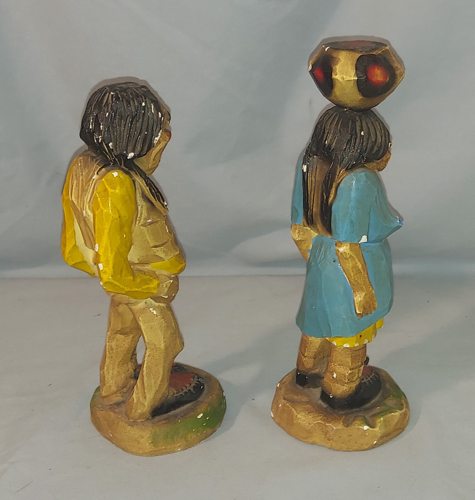H.S.  "Andy"  Anderson  Native American  Indian Couple  Chalkware  Sculptures