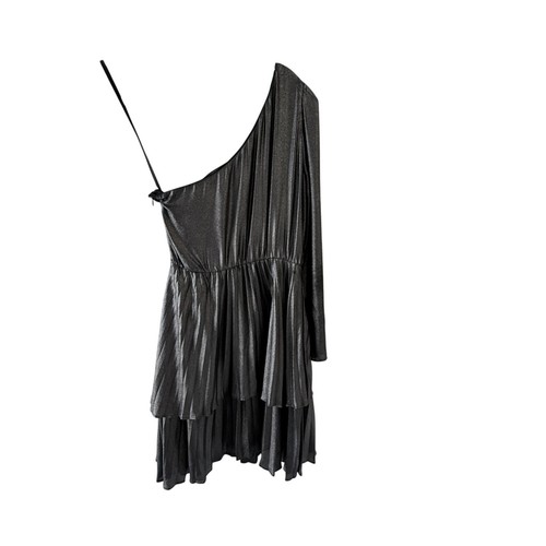Derek Lam 10 Crosby Size 2 Metallic One Shoulder Mini Dress Pleated Long Sleeve - Picture 11 of 14