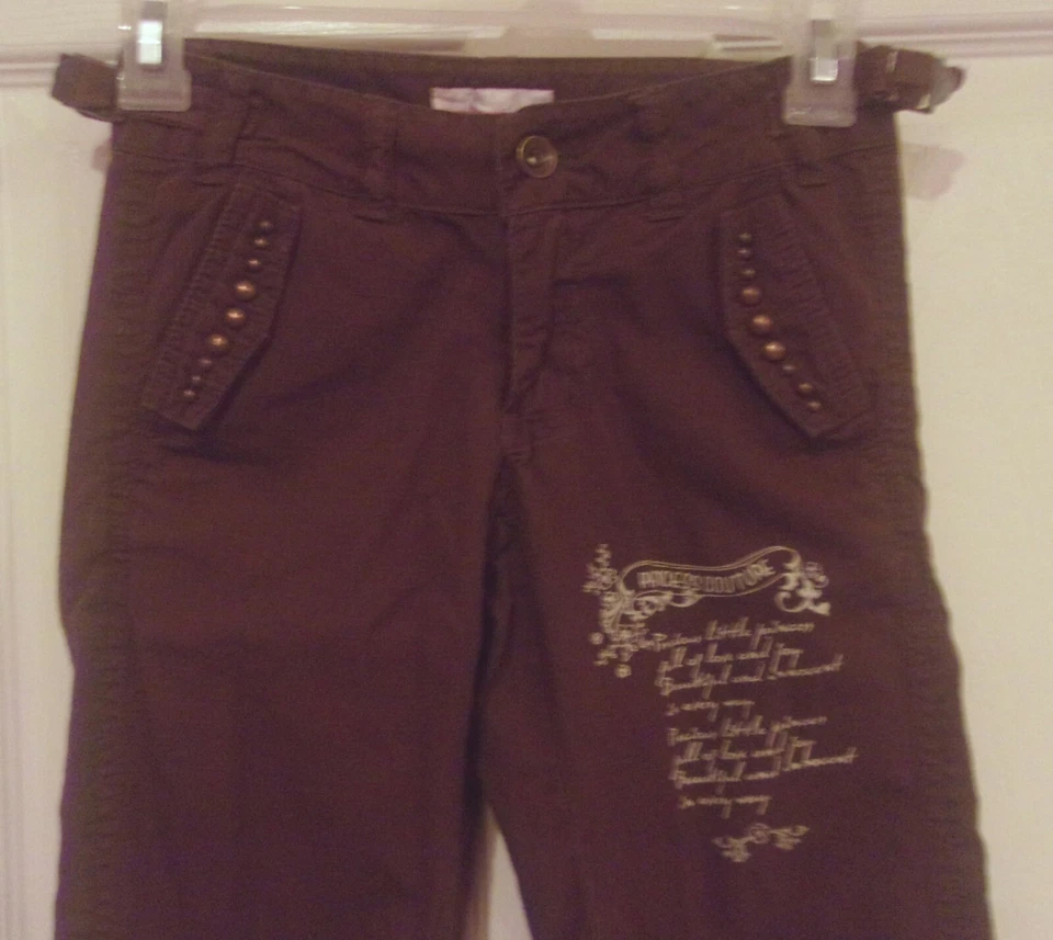 Девочек XHILARATION ~ коричневый Khakis брюки ~ размер 8 ~ новый ~ вязаный Chinos саржи - Изображение 2 из 4