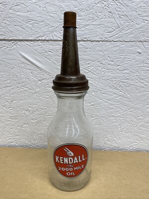 Kendall Motor Oil Bottle Spout Cap Glass Vintage Style Gas Station