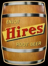 Hires Root Beer NEW Sign: 28" Tall Barrel Shaped Diecut USA STEEL XL - 2 SIGNS