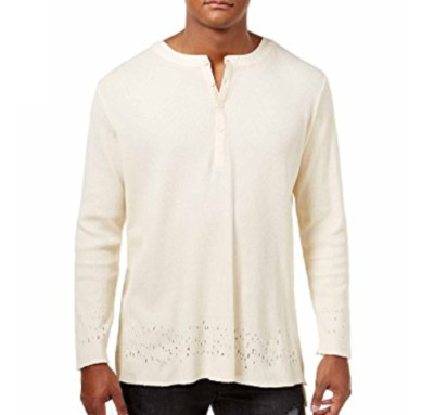 Jaywalker Men's Henley Destroyed T-Shirt Natural Size Small