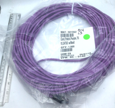 Stonewall Cable Cord Patch Purple 75' Cat 5E With Boot New