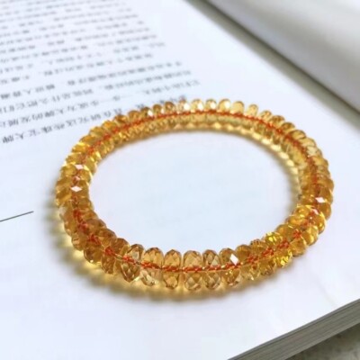 8mm Natural Citrine Crystal Quartz Gemstone Marquise Faced Beads Bracelet AAAA