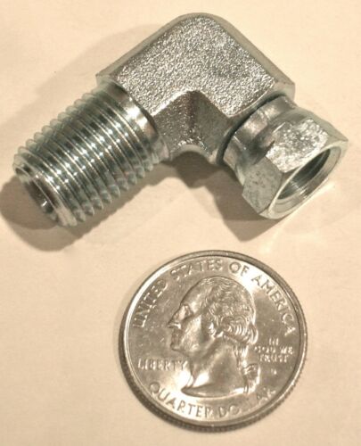 Hydraulic Fitting #1501-04-02, 1/4" NPTF Male x 1/8" NPSM Female Swivel 90º - Picture 2 of 2