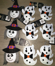 HALLOWEEN FELT DECORATIONS 6 GHOSTS 3 WITCHES CRAFTS 2.50 EACH ON TAG WOW 