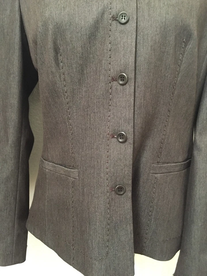 WORTH Chaqueta Abrigo Blazer Marrón Oscuro Para Mujer Talla 6 Pequeño Auténtico Excelente Foto 2 de 3