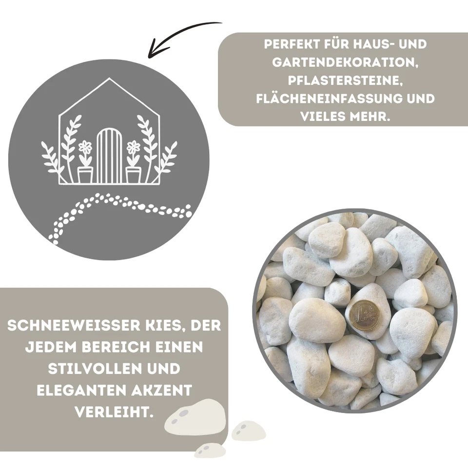 Dekosteine | Weiß | 25-40mm | Marmorkies | Natursteine zur Dekoration | Zierkies - Bild 3 von 4