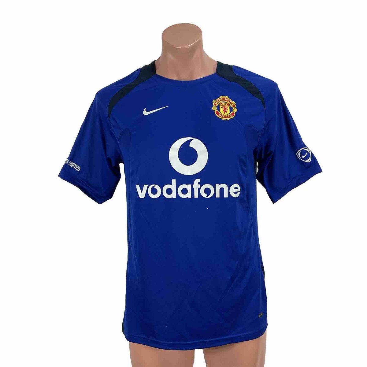 Manchester United 03-05 Vodafone Away Jersey Blue Nike Sz Manchester United 03-05 Vodafone Away Jersey Blue Nike Sz