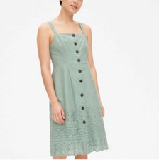 GAP sage green eyelet button down dress, size 2