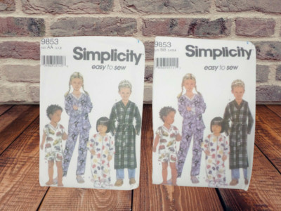 LOT OF 2 Simplicity Pajamas Loungewear Sewing Pattern9853 with two different  SZ