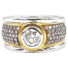 Amazing Men's 1.30 CT Round Brilliant Cut White CZ Two Tone Band Ring In Silver