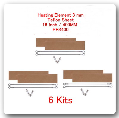 6 Heating Elements 3mm + 6 PTFI Sheet For Impulse Sealer 16'' / 400mm PFS400