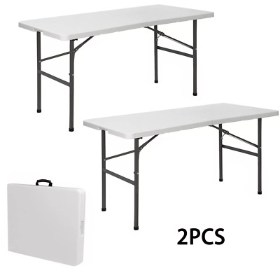 2X 4FT Folding Camping Table w/Handle Safety Lock Outdoor & Indoor Picnic Table
