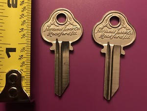 Vintage National Lock Co Rockford ILL set of 2 key Blanks               [cb2]