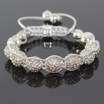 Damen Grau Zircon Shamballa Armband Armreif Modeschmuck für Frauen, verstellbar