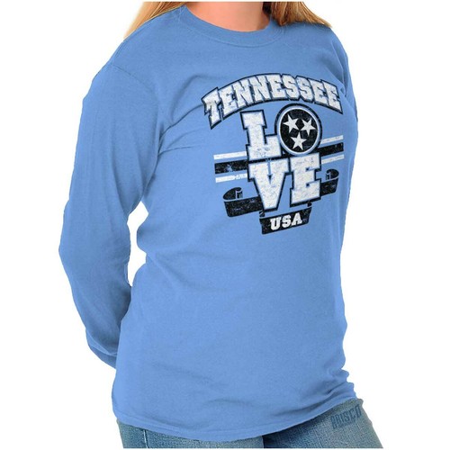 Vintage Tennessee Love USA TN Stars Flag Long Sleeve T Shirt Tees For Women - 第 9/9 張圖片