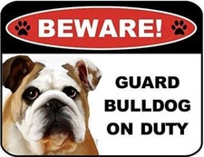 PCSCP Beware Guard Bulldog on Duty v1 9 inch x 11.5 inch Laminated Dog Sign