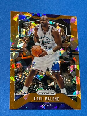 2019-20 Panini Prizm Karl Malone Orange Cracked Ice #19 Utah Jazz