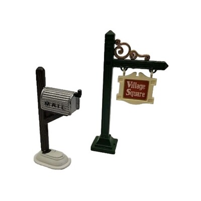 Christmas Village Decor Metal Mail Box Village Square Signs Miniature XN-2295